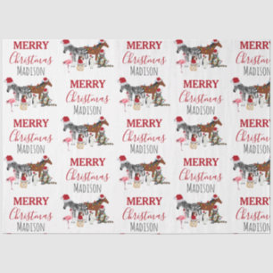 Custom Funny Christmas Animals Santa Hats Lights Tissue Paper