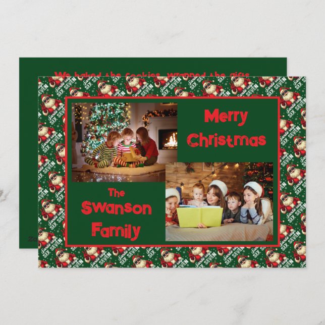 Custom Funny Christmas Card with Family Greeting  (Front/Back)