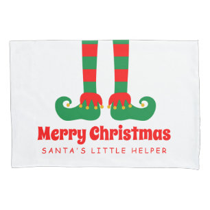 Custom funny Christmas elf feet pillowcase cover