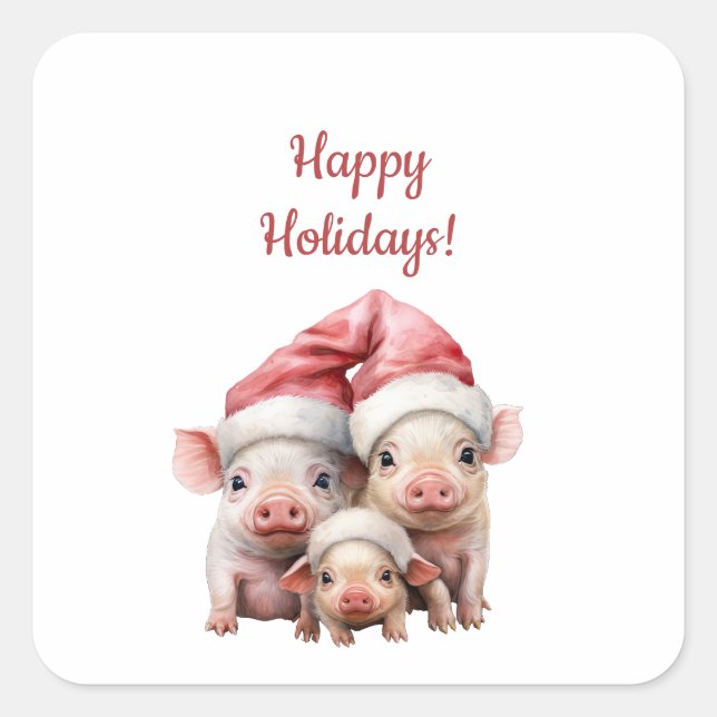 Custom Funny Christmas Pigs Stickers (Front)