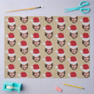 Custom Funny Christmas Santa Hat Face Photo Kraft Tissue Paper