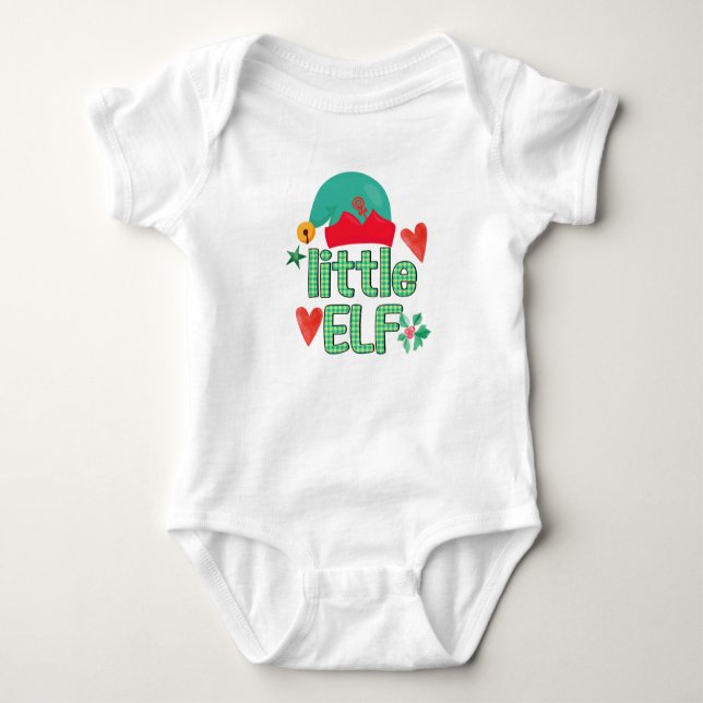 Custom Funny Christmas Santa's Little Elf Toddler Baby Bodysuit (Front)