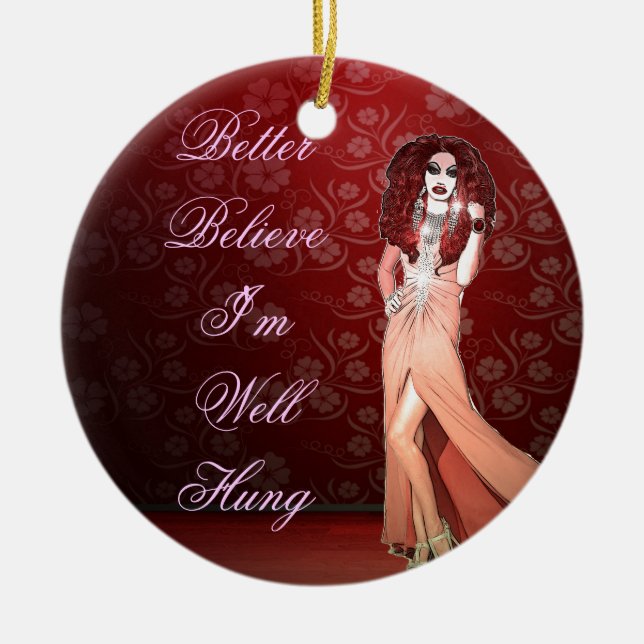 Custom Funny Drag Queen Ceramic Ornament (Front)