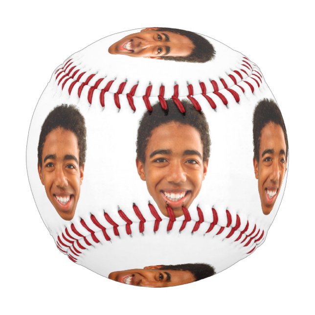 Custom Funny Face Cut Out Photo Kids Baseball (Front)