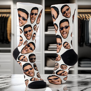 Custom Funny Face Photo All Over Print Socks White