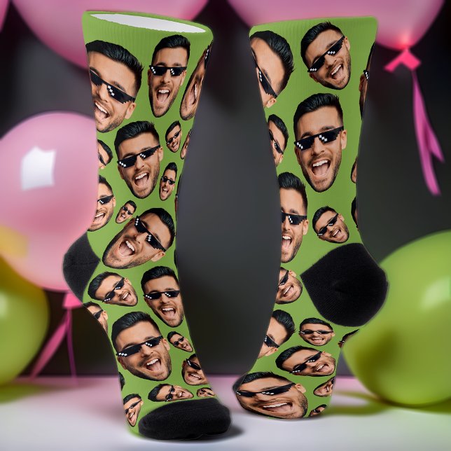 Custom Funny Face Photo All Over Socks Greenery (Creator Uploaded)