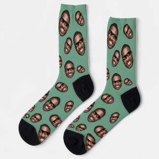 Custom Funny Face Photo All Over Socks Moss Green
