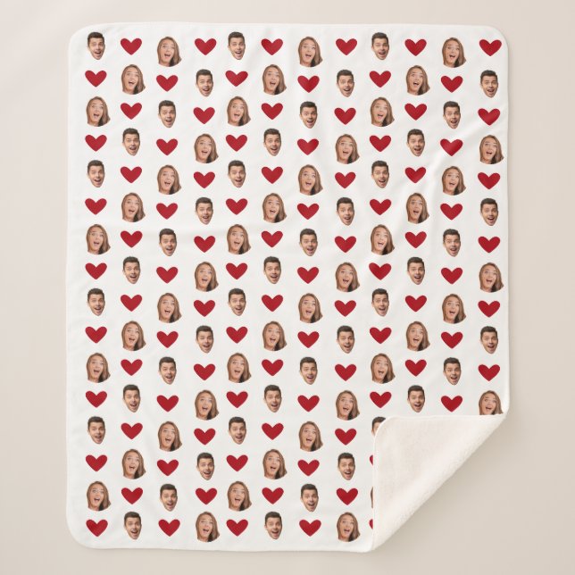 Custom Funny Face Photo Cutout Valentines Day Sherpa Blanket (Front)