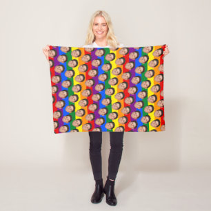 Custom Funny Face Photo Gay Pride Rainbow Blanket
