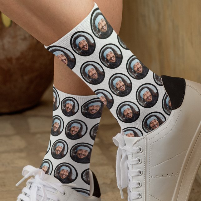 Custom Funny Face Photo White Socks (Creator Uploaded)