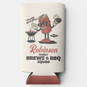 Custom Funny Family Barbeque Group Matching  Seltzer Can Cooler