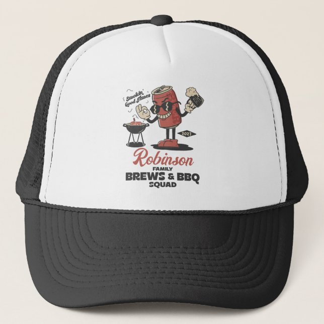 Custom Funny Family Barbeque Group Matching  Trucker Hat (Front)