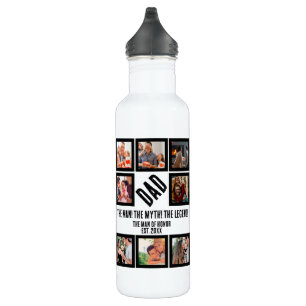 Custom Funny Fathers day Dad gift 8 Photo Collage 710 Ml Water Bottle