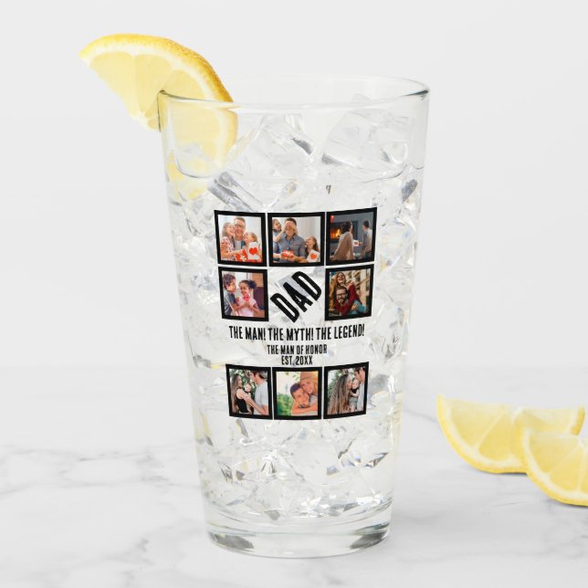 Custom Funny Fathers day Dad gift 8 Photo Collage Glass (Front Ice)