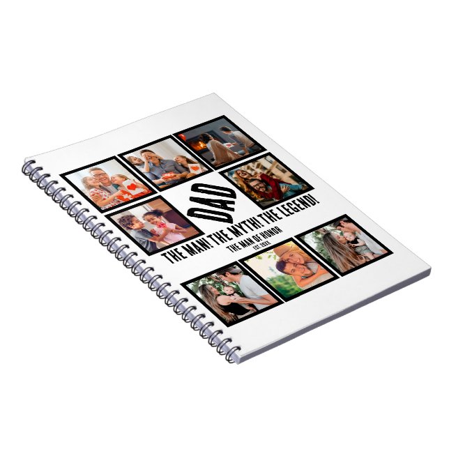 Custom Funny Fathers day Dad gift 8 Photo Collage Notebook (Right Side)
