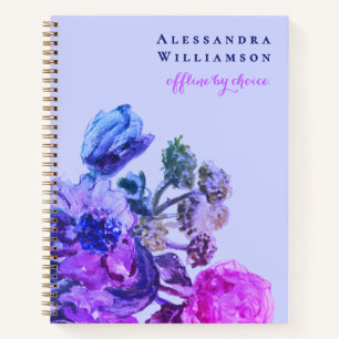 Custom funny floral inspirational purple pink blue notebook