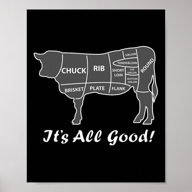Custom Funny Graphic Bbq Beef Brisket Steak Ribs C Poster (Front)