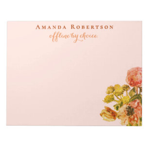 Custom Funny Inspirational Retro Watercolor Floral Notepad