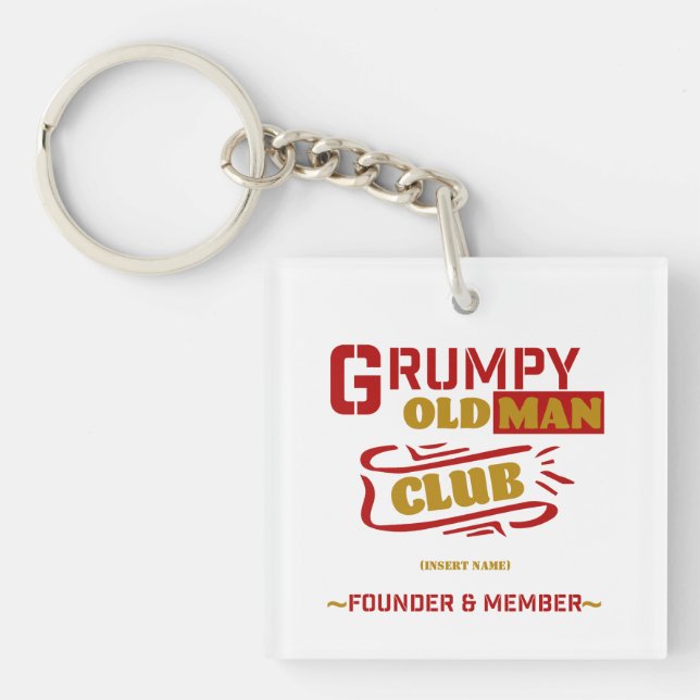 Custom Funny Keychain – Grumpy Old Man Club (Front)