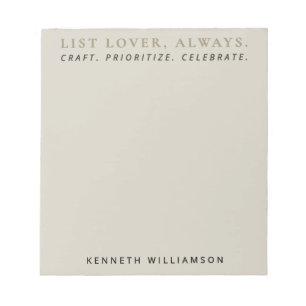 Custom Funny List Lover Sand Gold Minimalist Men Notepad