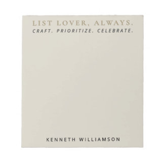 Custom Funny List Lover Sand Gold Minimalist Men  Notepad
