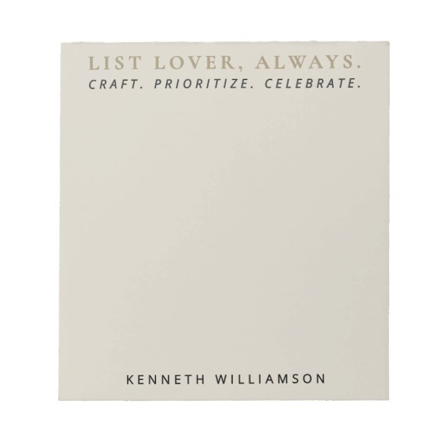 Custom Funny List Lover Sand Gold Minimalist Men  Notepad (Front)