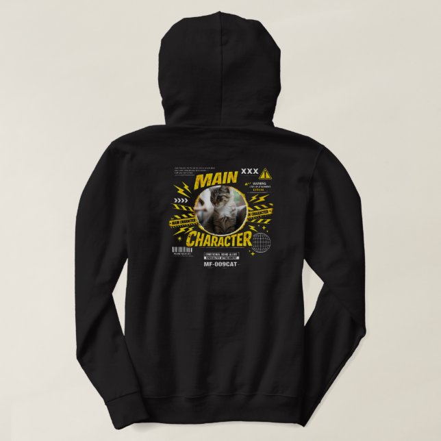 Custom Funny Main Character Cat Lover Gift  Hoodie (Design Back)