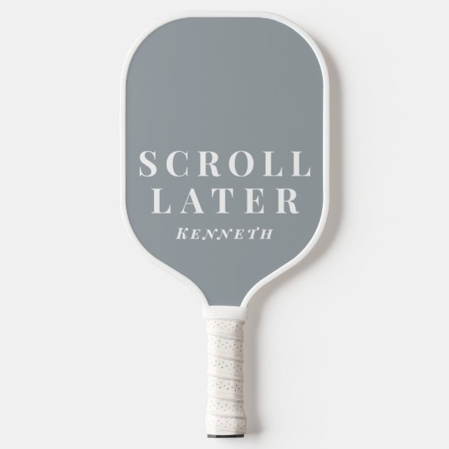 Custom Funny Minimalist Grey Grey White Simple Men Pickleball Paddle (Front)