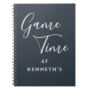 Custom Funny Minimalist Navy White Game Time Men Notebook