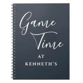Custom Funny Minimalist Navy White Game Time Men  Notebook