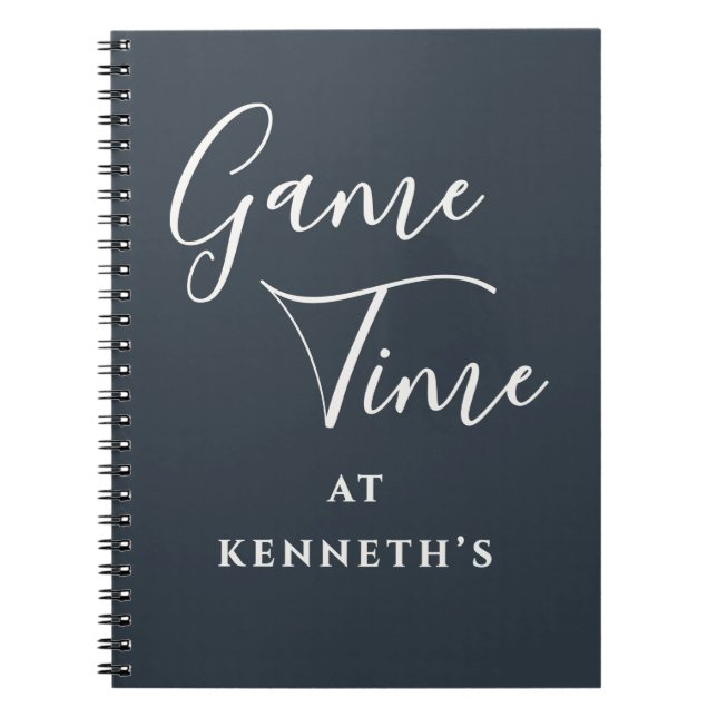 Custom Funny Minimalist Navy White Game Time Men  Notebook (Front)