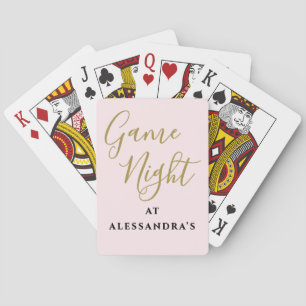 Custom Funny Minimalist Pastel Pink Game Night Playing Cards