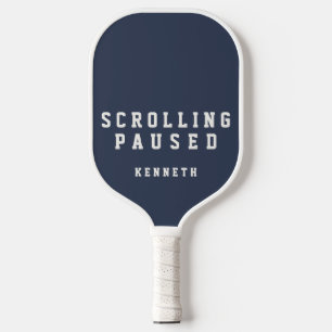 Custom Funny Minimalist Retro Navy Blue White Men  Pickleball Paddle