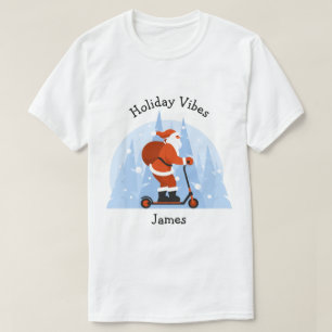 Custom Funny Modern Santa Christmas Holiday T-Shirt