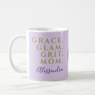 Custom Funny Mom Pastel Purple Gold Inspirational  Coffee Mug