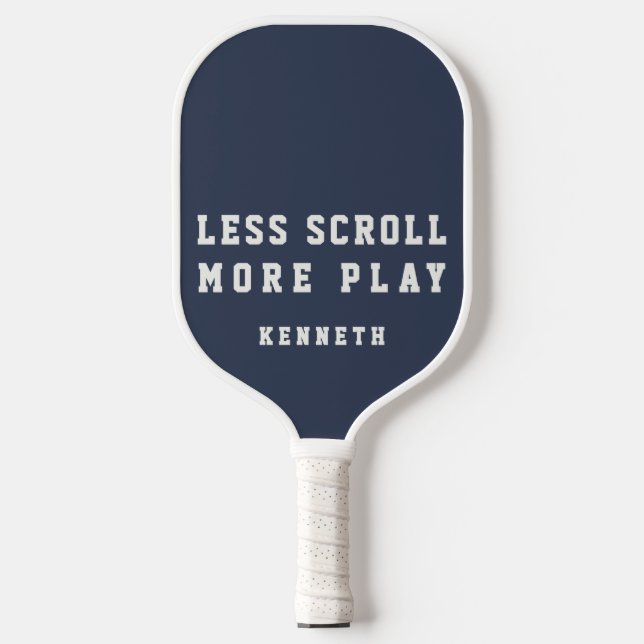 Custom Funny Navy Blue White Minimalist Modern Men Pickleball Paddle (Front)