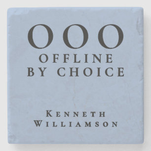 Custom Funny OOO Minimalist Pastel,Blue Black Men Stone Coaster
