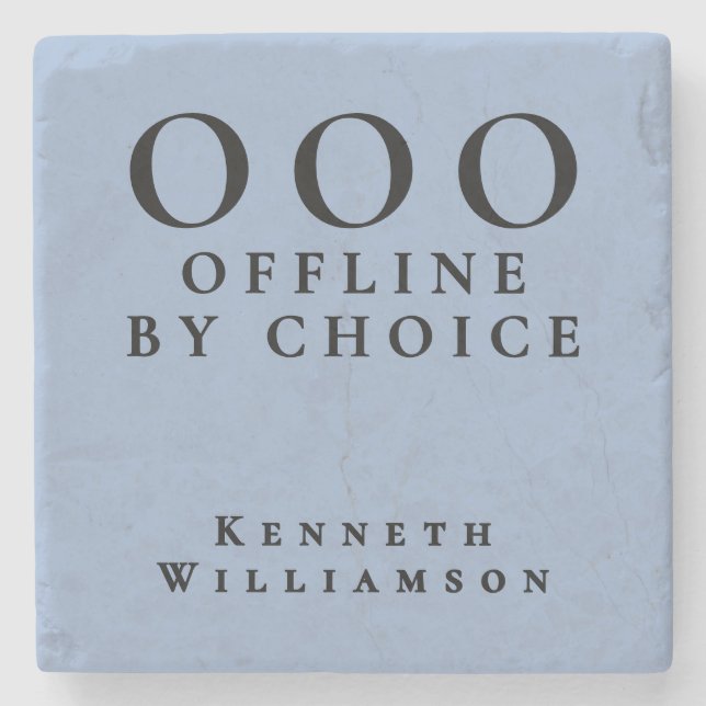 Custom Funny OOO Minimalist Pastel,Blue Black Men  Stone Coaster (Front)