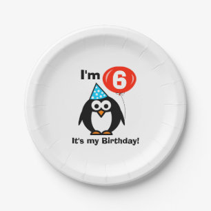 Custom funny penguin kids Birthday party plates