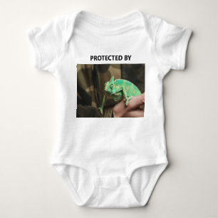 Custom Funny Protected By Chameleon Lizard Photo Baby Bodysuit