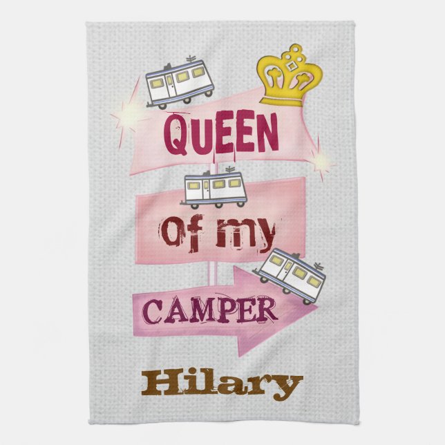Custom Funny RVing Trailer Camp Kitchen Towels (Vertical)