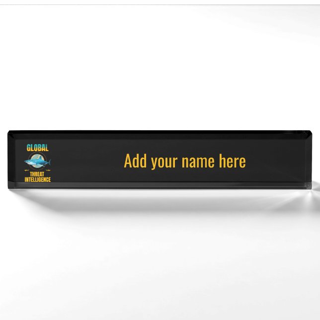 Custom Funny Shark Cyber Security Expert Nameplate (Front)