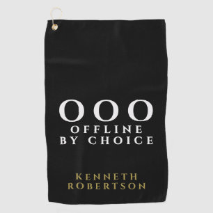 Custom Funny Simple OOO Black White Gold Men Golf Towel