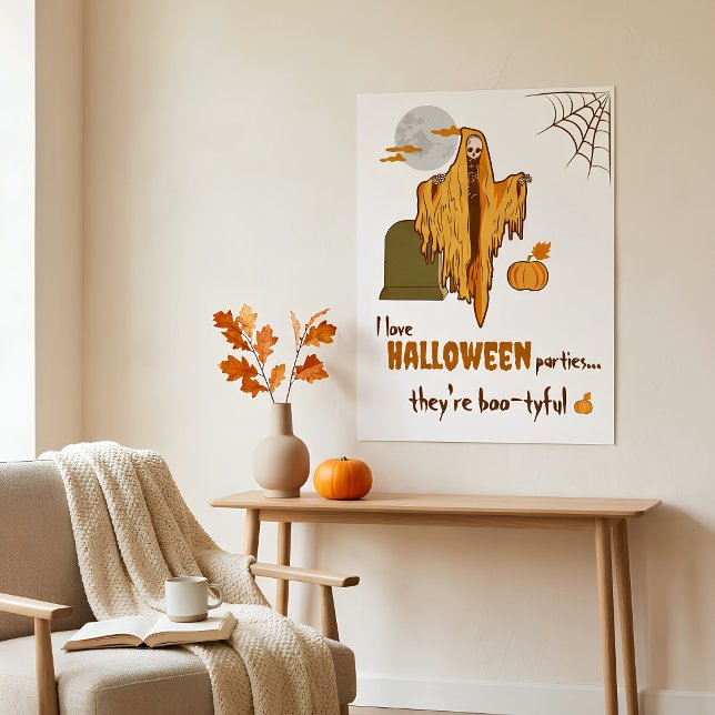 Custom Funny Skeleton Halloween Party Poster (Creator Uploaded)