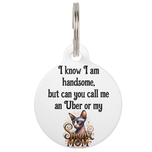 Custom Funny Sphynx Cat Lost Pet ID Tag  (Front)