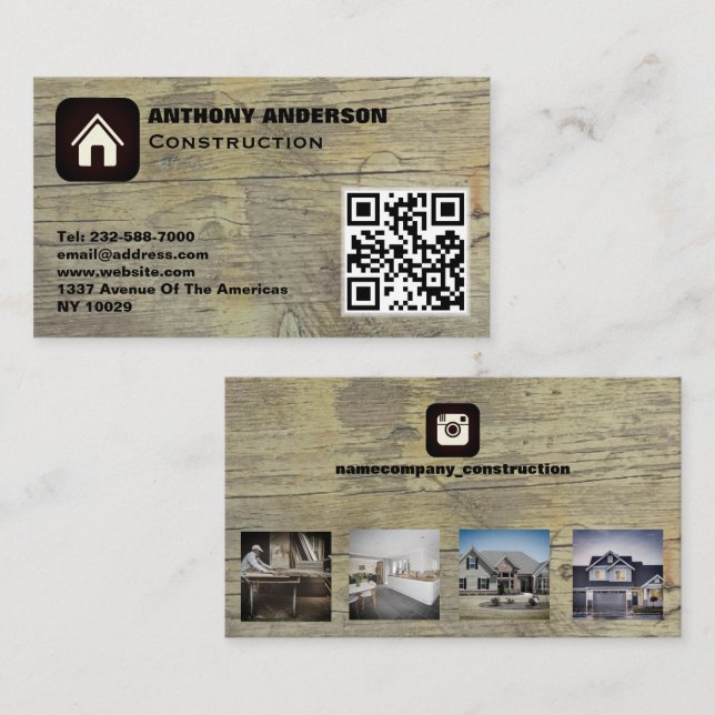 Custom furniture construction wood works business  card (Front/Back)