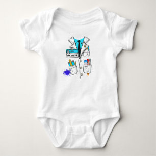 Custom Future Baby Lab Scientist Name Tag Lab Coat Bodysuit