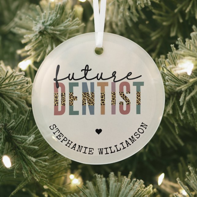 Custom Future Dentist Dental Student Gifts Glass Tree Decoration (Insitu)