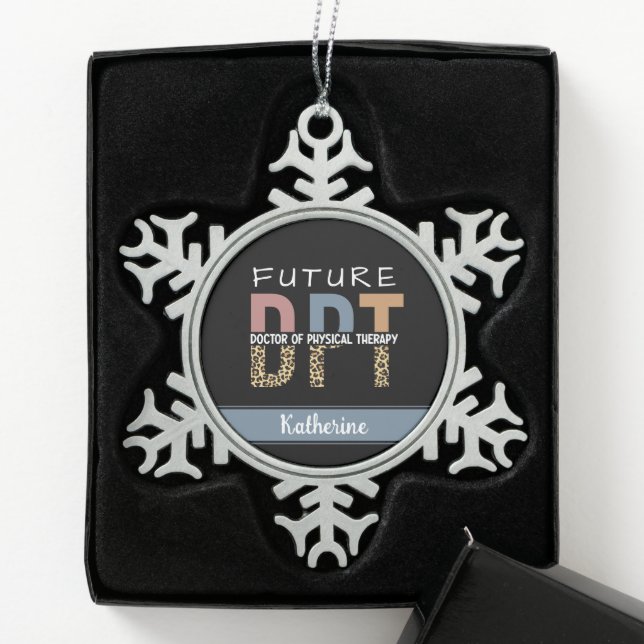 Custom Future DPT Doctor of Physical Therapy Snowflake Pewter Christmas Ornament (Box)