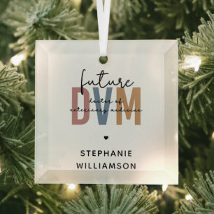 Custom Future DVM Doctor of Veterinary Medicine Glass Tree Decoration
